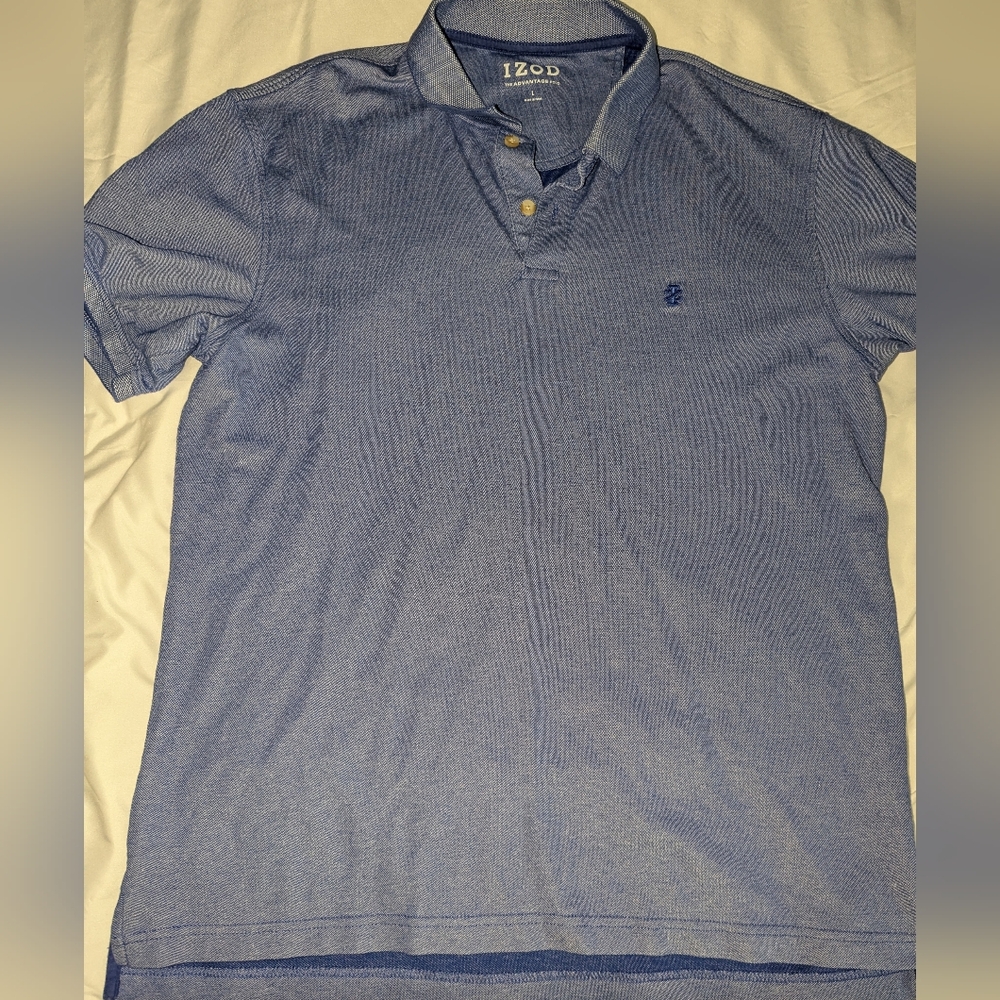 Izod Men's Large Blue Golf Short Sleeve "The Advantage Polo"